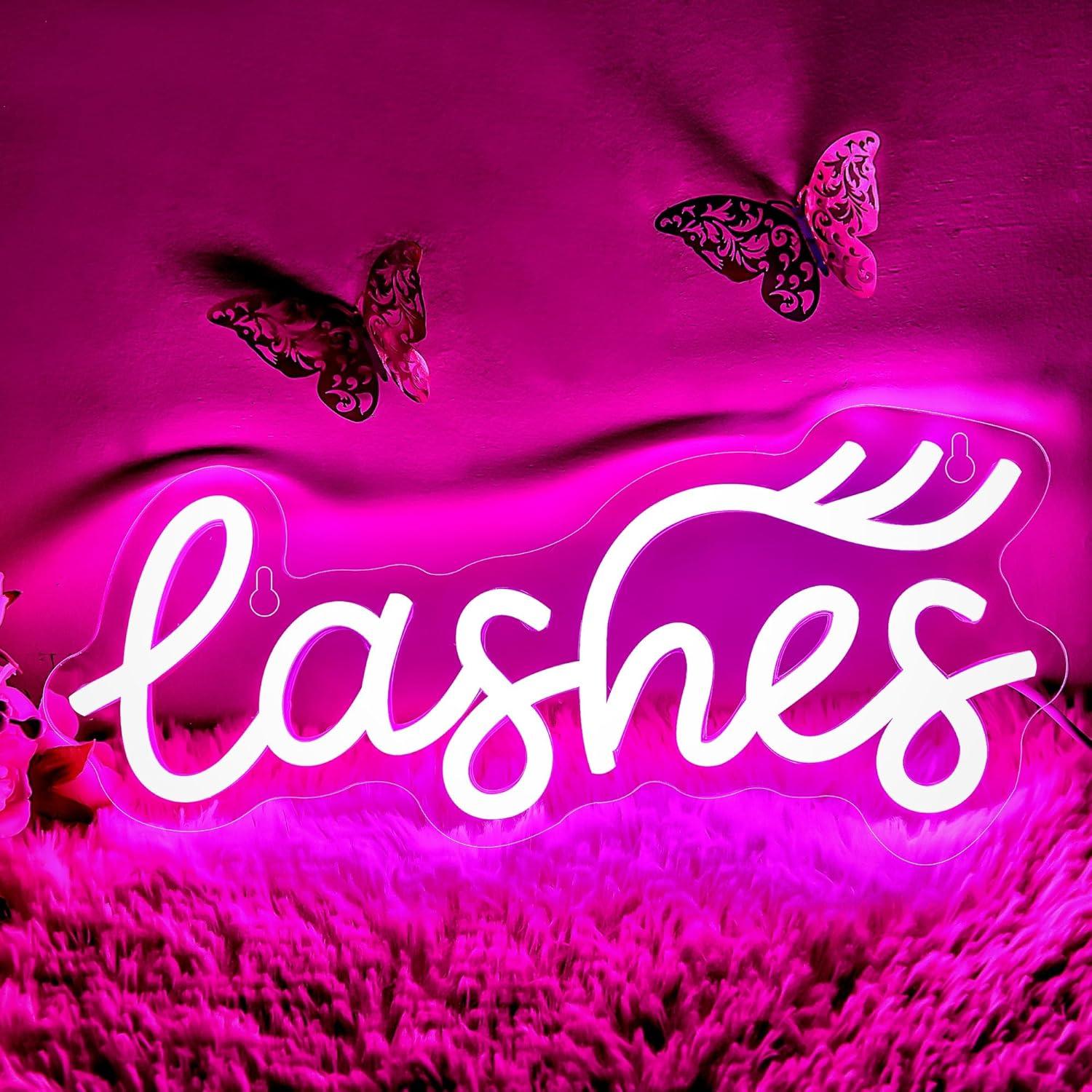 Beauty No Makeup - Wimpern-Neonschild „Lady Text“ LED-Neonlicht für Schlafzimmer,
